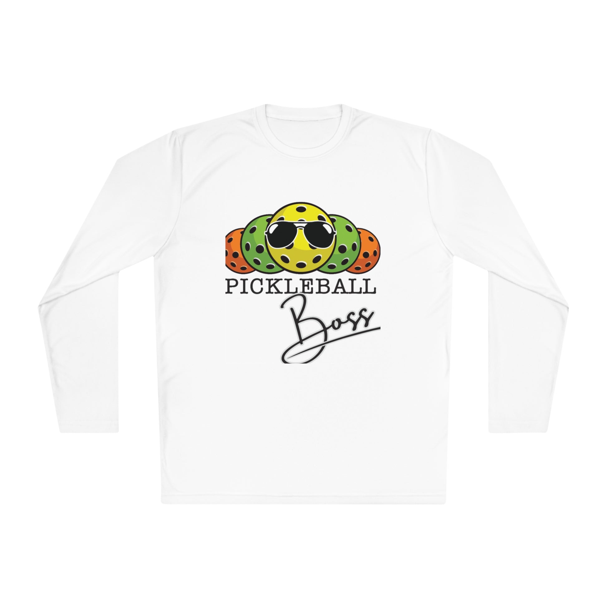 "Pickleball Boss" Unisex Lightweight Long Sleeve Tee, made from 100% moisture-wicking polyester