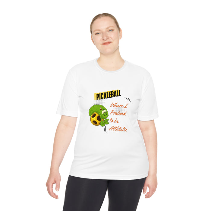 Funny Pickleball T-Shirt, Unisex Moisture Wicking Tee - Pickleball - Where I Pretend to Be Athletic