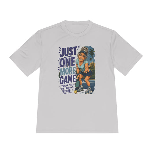 Pickleball T‑Shirt – "Just One More Game" Funny Player Tee