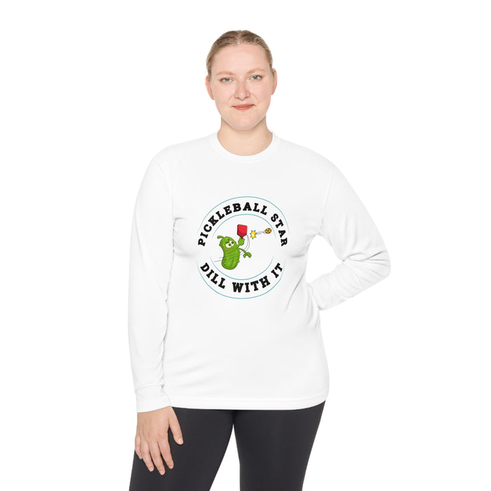 Funny Pickleball T-Shirt, Unisex Lightweight Long Sleeve Tee - Pickleball Star - Dill With It