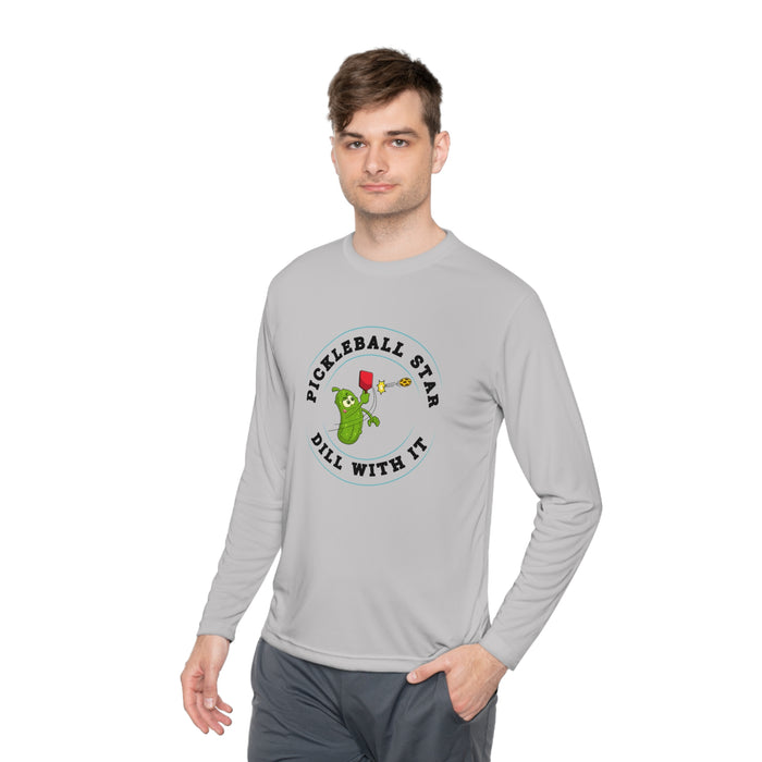 Funny Pickleball T-Shirt, Unisex Lightweight Long Sleeve Tee - Pickleball Star - Dill With It