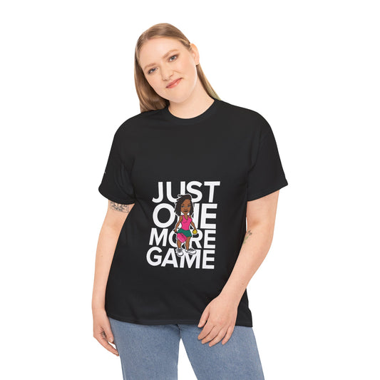 Just One More Game Pickleball Tee — Women’s Silhouette Right-Sleeve Logo