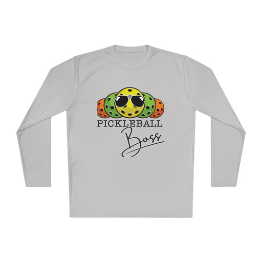 "Pickleball Boss" Unisex Lightweight Long Sleeve Tee, made from 100% moisture-wicking polyester