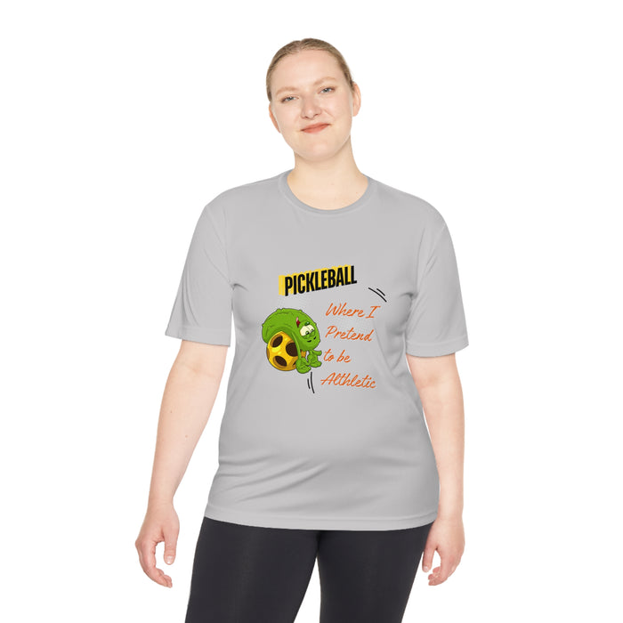 Funny Pickleball T-Shirt, Unisex Moisture Wicking Tee - Pickleball - Where I Pretend to Be Athletic