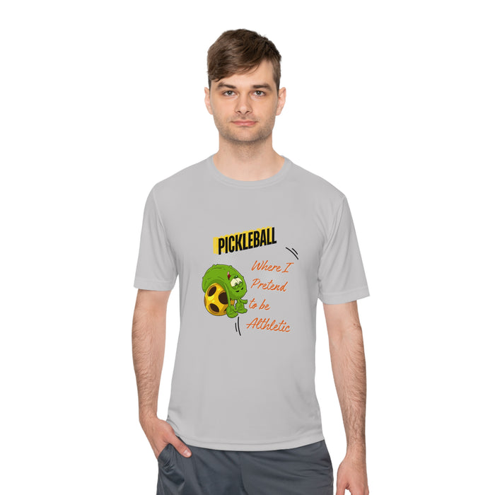 Funny Pickleball T-Shirt, Unisex Moisture Wicking Tee - Pickleball - Where I Pretend to Be Athletic