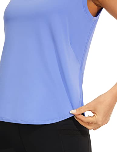 JOYSPELS Ice Silk Workout Tank Tops for Women Cool-Dry Sleeveless Loose Fit Yoga Shirts Athletic Blue