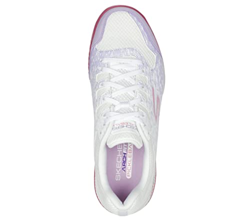 Skechers Women's Viper Court-Athletic Indoor Outdoor Pickleball Shoes with Arch Fit Support Sneakers, White/Lavender, 11