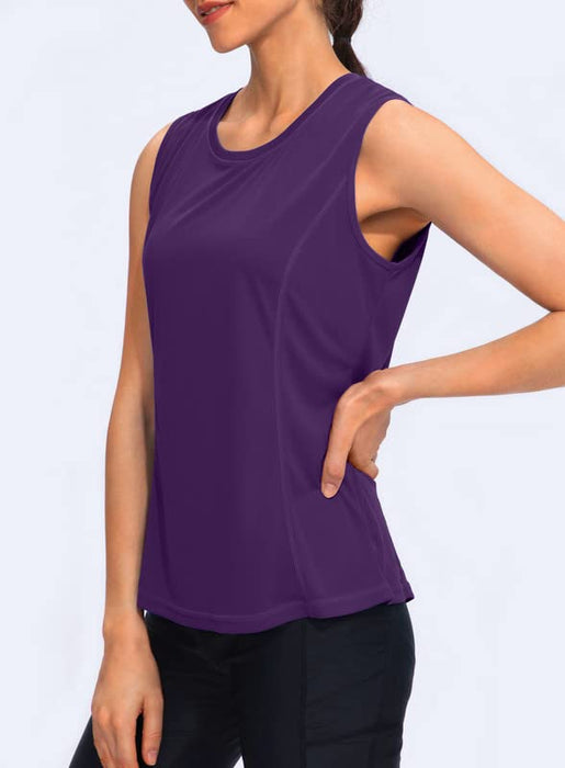 YYV Women's Workout Tank Tops Lightweight Sleeveless Shirts for Women Loose Fit Tops for Athletic Running Tennis Yoga (Dark Purple Medium)