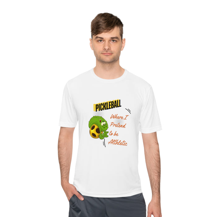 Funny Pickleball T-Shirt, Unisex Moisture Wicking Tee - Pickleball - Where I Pretend to Be Athletic