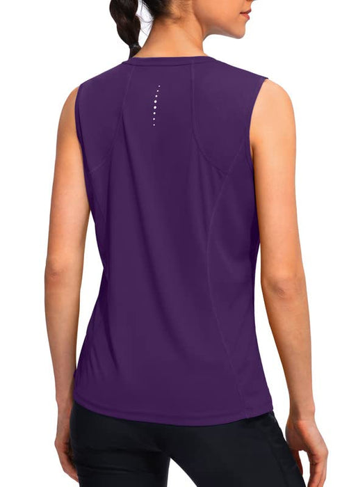 YYV Women's Workout Tank Tops Lightweight Sleeveless Shirts for Women Loose Fit Tops for Athletic Running Tennis Yoga (Dark Purple Medium)