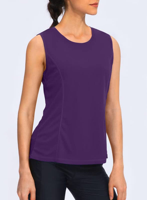 YYV Women's Workout Tank Tops Lightweight Sleeveless Shirts for Women Loose Fit Tops for Athletic Running Tennis Yoga (Dark Purple Medium)