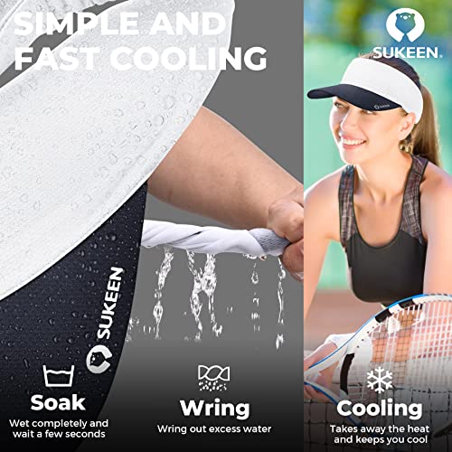 Sukeen Cooling Stretchy Visor Free Size Cool Hat with UV Protection Brim Peak Vizor for Golf,Tennis,Cycling,Running (Black and White)