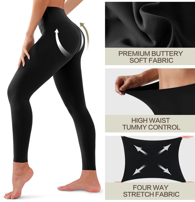 3 Pack Leggings for Women-No See-Through High Waisted Tummy Control Yoga Pants Workout Running Legging Large-X-Large