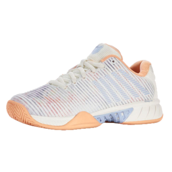 K-Swiss Women's Hypercourt Express 2 Tennis Shoe, Star White/Peach Fuzz/Heather, 9 M