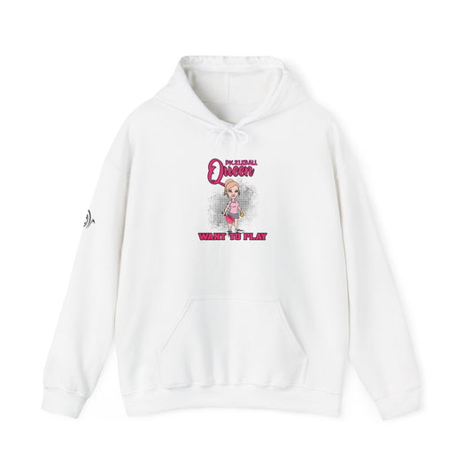 Pickleball Hoodie — “Pickleball Queen, Want to Play?” | Unisex Gildan 18500