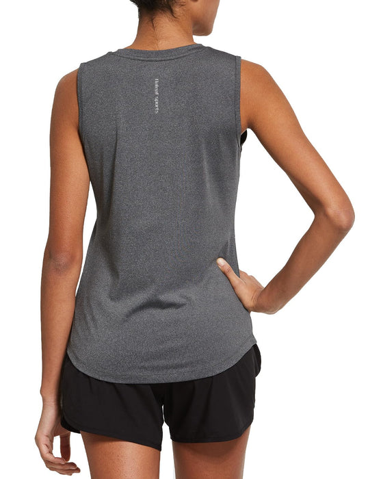 BALEAF Women's Workout Tops Sleeveless Running Yoga Tops Gym Atnletic Shirts Activewear Gray Size M