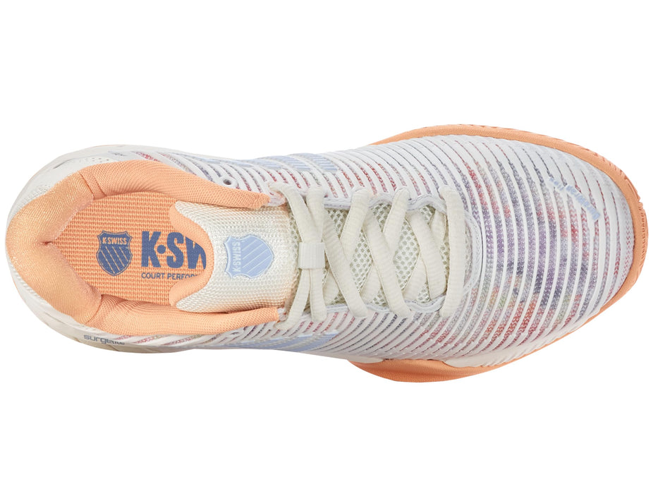 K-Swiss Women's Hypercourt Express 2 Tennis Shoe, Star White/Peach Fuzz/Heather, 9 M