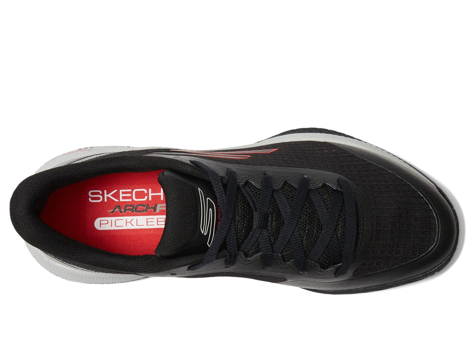 Skechers Men's Viper Court-Athletic Indoor Outdoor Pickleball Shoes with Arch Fit Support Sneaker, Black/Red 2, 8.5