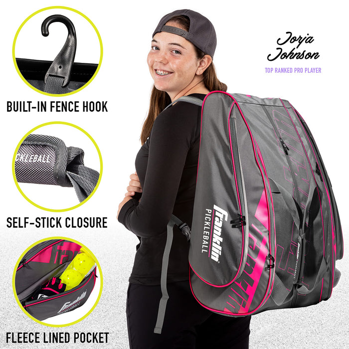 Franklin Sports Pickleball Paddle Bag - Pro Series Pickleball Bags for Paddles, Pickleballs, Gear + Equipment - Pickleball Paddle Bags for Men + Women - Perfect for Gear + Accessories