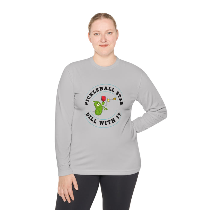 Funny Pickleball T-Shirt, Unisex Lightweight Long Sleeve Tee - Pickleball Star - Dill With It